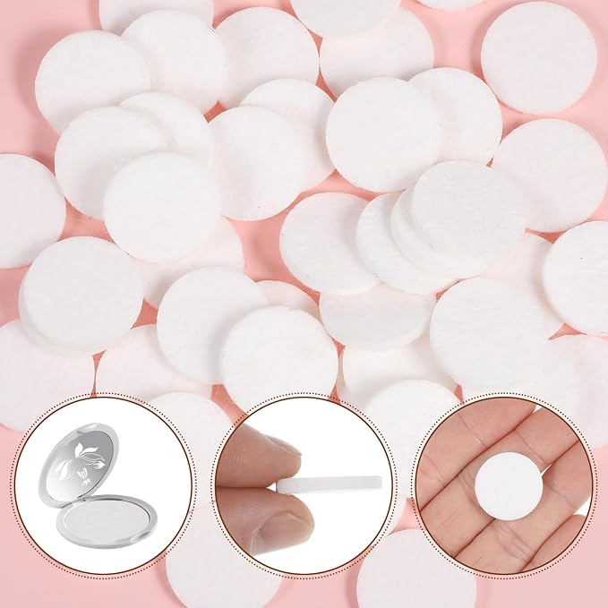 Diffuser Refill Pads, 50 Pcs 1 Inch Round Essential Oil Diffuser Pad Mini Microfibre Air Filter Scent Pads Unscented Pad for Humidifier Air Purifier Home Car Plug in Diffuser-Refill (White)