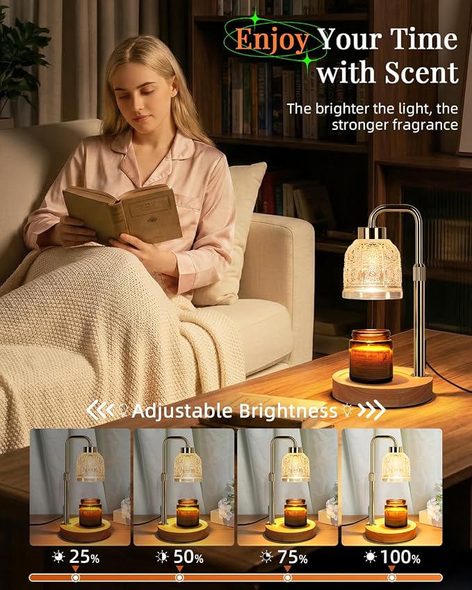 AIFEI Candle Warmer Lamp with Timer, Dimmable Adjustable Height Candle Lamp, Birthday Gifts for Women Mom Sister Friends, House Warming Gifts New Home Decor, Candle Lamp Warmer with 2 Bulbs - Gold