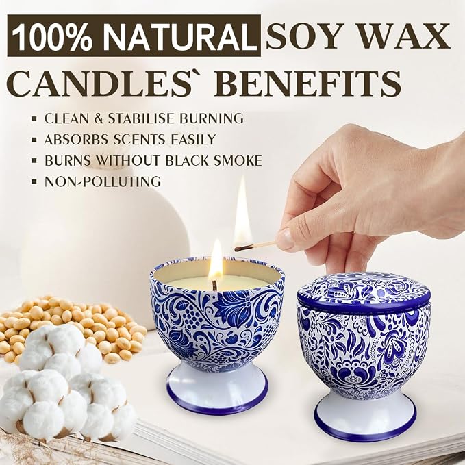 Home Aromatherapy Candles, 2 Packs of 4-Ounce Natural Fresh Freesia and Lavender Aromatherapy Candles, Suitable for Women, Portable Candle Gifts for Mother's Day, Birthdays, and Christmas