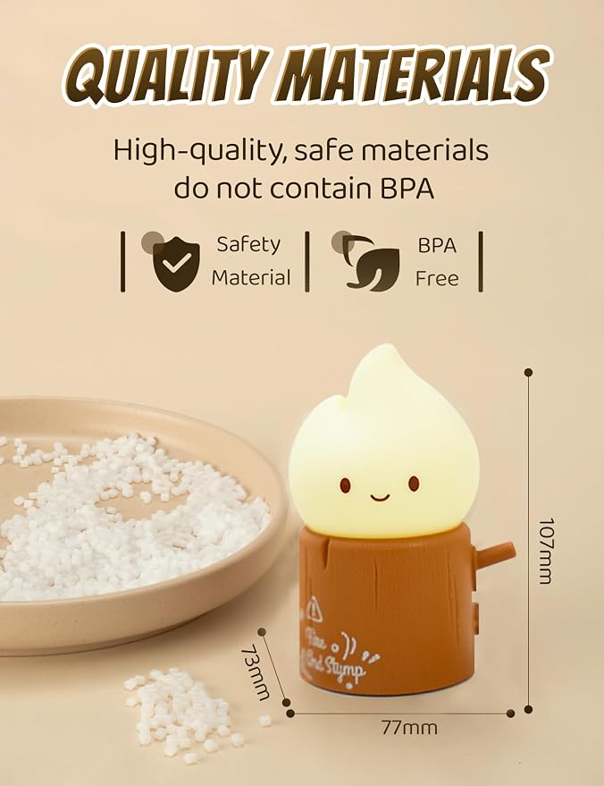 WANIDEA Flameless Candles Lamp, Cute Night Light,Torch Stump Light, LED Tea Lights Candles Rechargeable Night Light,Suitable for Kids lamp Bedroom,Outdoor,Camp, Gift, Christmas,Halloween