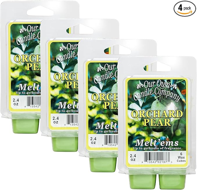 Our Own Candle Company Premium Wax Melt, Orchard Pear Scent, Handmade in The USA, 24 Cubes (4 Pack, 9.6oz Total)