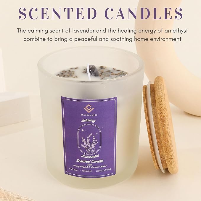 Crystal Vibes Scented Candle for Aromatherapy & Meditation | Long-Lasting Fragrance | Relaxing Home Décor | Stress Relief & Calm Ambience