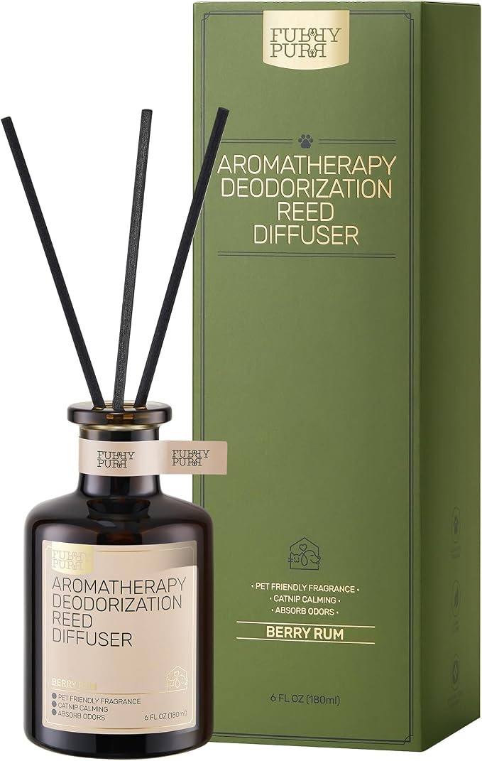 Reed Diffuser for Pet Odor Elimination, Berry Rum, Non-Toxic & Pet-Friendly Air Freshening, 6 Oz