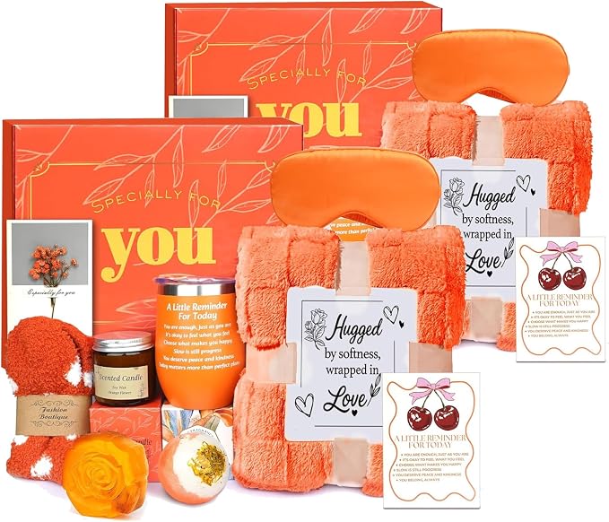 Fall Gift Basket - Halloween Boo Basket, Cozy Pumpkin Spice Self-Care Spa Gift Box, Autumn Thanksgiving Birthday Christmas Gifts for Mom, Sister, Friends (Standard-2 Pcs)