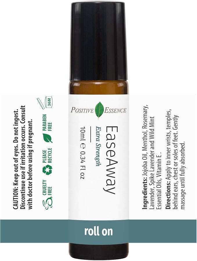 EaseAway Extra Strength Essential Oil Roll On, Essential Oil Blend for Head Relief, Relaxation, and Skincare, Leak-Proof Rollerball, Tension Relief Roll-on (10 mL)