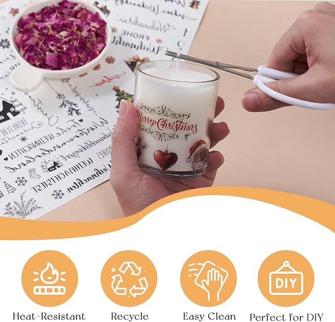 Candle Making Kit with Spinning Holder and Candle Tattoos Stickers, DIY Scented Candle Maker Set for Adult Glass Jars with Electric Wax Melter Pot, Essential Oil