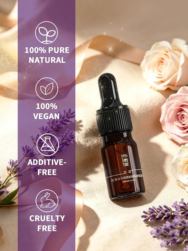Tranquility Sleep Massage Oil 5ml (0.17 fl oz) – Travel Size with Rare Agarwood (Oud) & Lily, 100% Plant-Based Non-Greasy Fast-Absorbing – Eases Muscle Tension, Gua Sha & Bedtime Relaxation