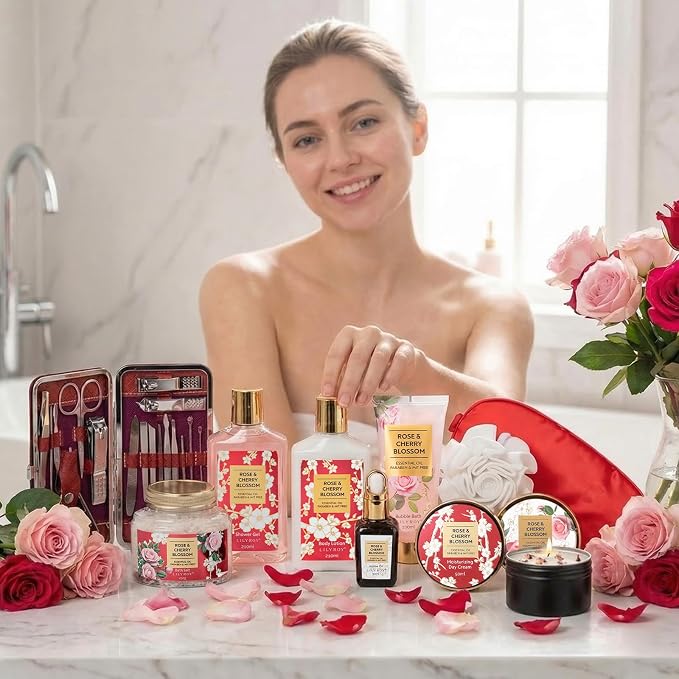 32Pcs Moisturizing Rose Bath and Body Gifts Skin Care Spa Gift Set for Women