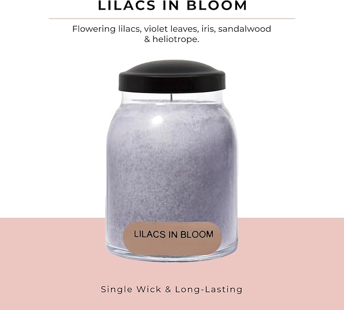 A Cheerful Giver - Lilacs In Bloom Baby Scented Glass Jar Candle (6oz) with Lid & True to Life Fragrance Made in USA