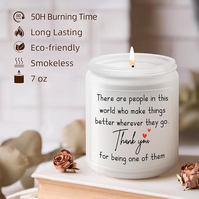 KLL Thank You Gifts for Women - Inspirational Birthday Gift for Women, Thank You Appreciation Gifts for Coworkers Friend Teachers Nurses Boss Employees - Lavender Scented Candle