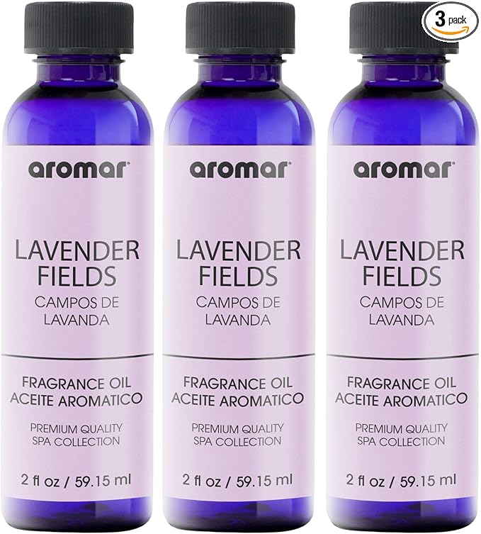 AROMAR Premium Fragrance Oil, Pack of 3 Lavender 2oz. Bottles. Long Lasting Aromatic Scent, Fresh and Revitalizing Aromatherapy for Living Room, Bedroom, and Kitchen
