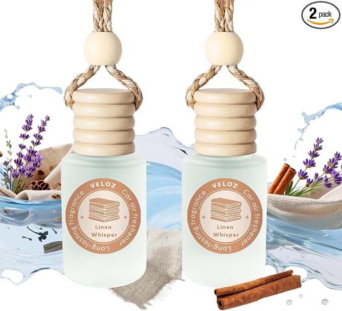Car Air Freshener-Linen Whisper Scent Car Fresheners Long Lasting Essential Oil Car Diffuser- Cute Car Accessories for Women Interior without Methyl Carbitol&Hexylene Glycol