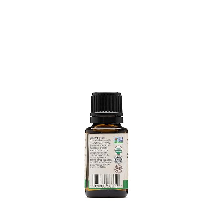 Nature's Answer 100% Pure Organic Essential Oil, 0.5-Ounce, Sweet Basil