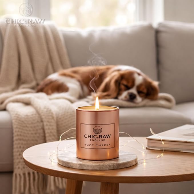 Aromatherapy Candle with Crystal Ruby Root Chakra, Scented Candle in Rose Gold, Luxury Long-Lasting Burn Natural Soy Candle for Home Scented, Unique Healing Gifts for Women,7.05oz