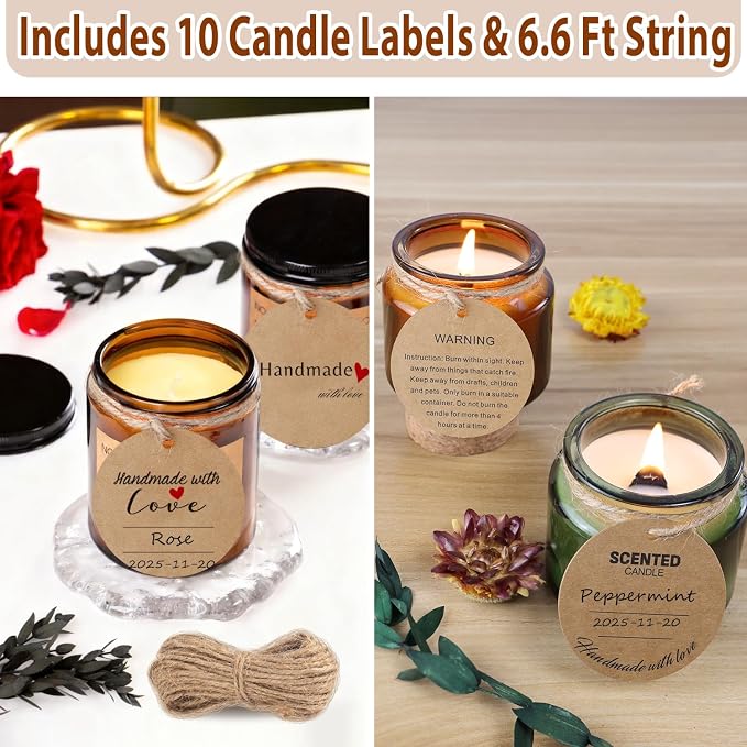 130 Pcs Candle Wicks for Candle Making Kit: 100 Cotton & 30 Wood Wicks with Complete Tool Set (Wick Holders, Wick Stickers, Candle Tabs, Tweezers, Pen), for Soy Beeswax DIY Candles
