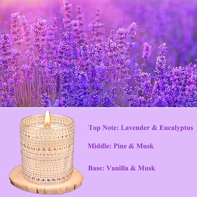 Lavender Candle, Candles for Home Scented, Luxury Jar Candles for Women, Fresh Lavender Scented Candles, Aromatherapy Candles for Relaxation, Natural Soy Wax Candles, 6 oz 40 Hours