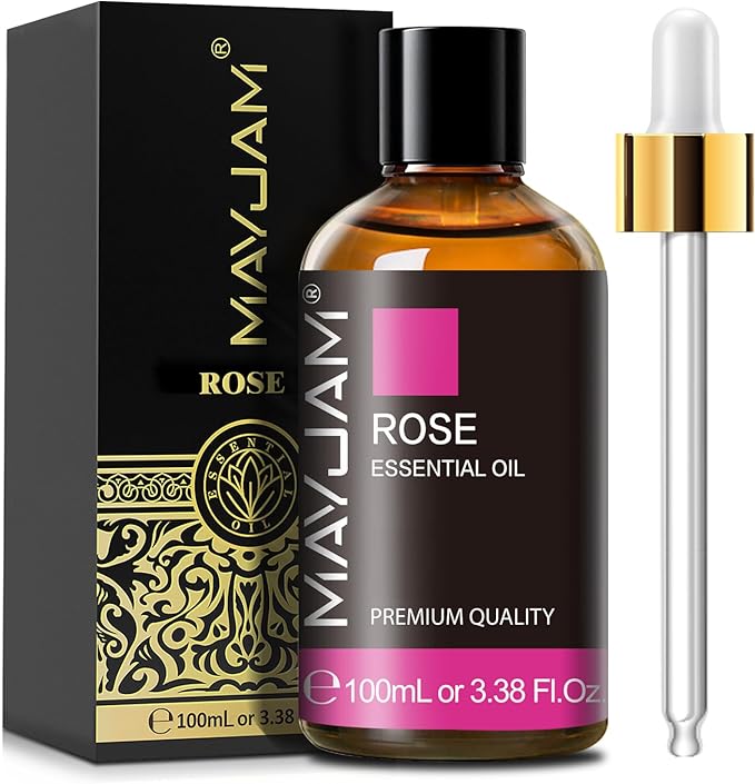 Rose Essential Oil, MAYJAM Essential Oils for Diffusers for Home, 3.38FL.OZ Large Volume Rose Oil for Soap Candle Making Massage