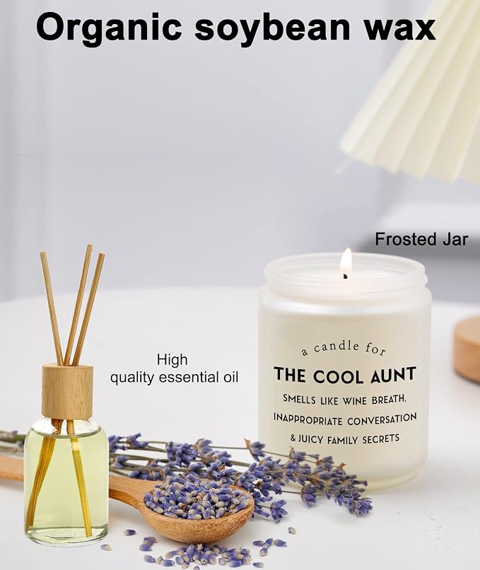 Cool Aunt Lavender Candle Gifts: Funny New Aunt Birthday Gifts from Niece Nephew Best Aunty Ever Christamas Day Gift 7oz