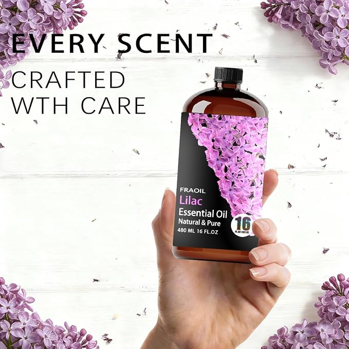 Lilac Essential Oil, Lilac Oil 16 Fl Oz 480 ML for Diffuser Humidifier Yoga Cleaning DIY Candle Soap Making Perfume Gift Essential Oils