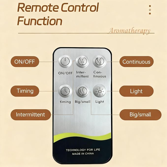 500ml Aroma Diffiser, Remote and Auto Shut-Off Essential Oil Diffuser for Bedroom, Yoga, Office and Home (Dark Brown)