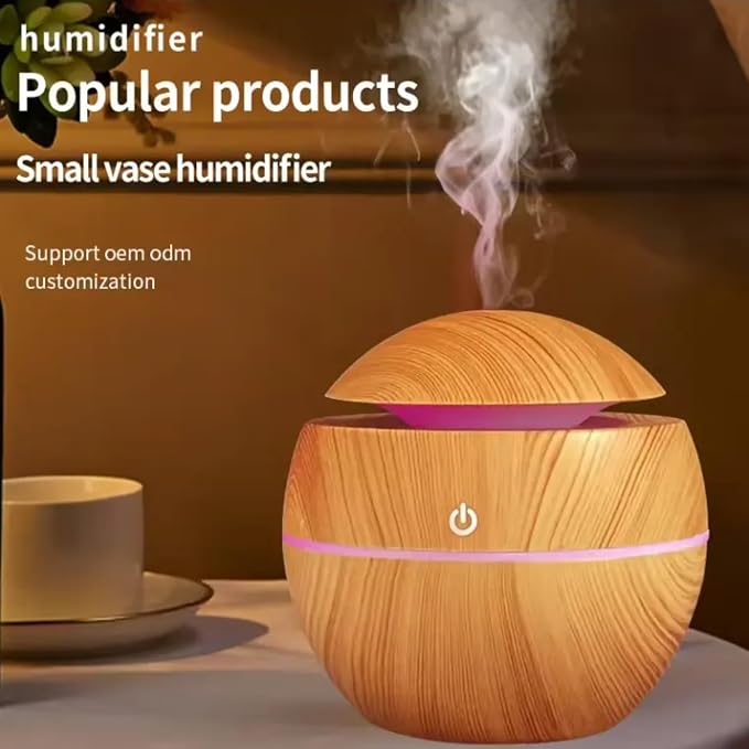 7 Colour LED Air Diffuser & Humidifier with Aromatic Essential Oil Feature | 130ml Ultrasonic Cool Mist | Auto Shut-Off | Aromatherapy Diffuser for Home, Office, Spa and More!