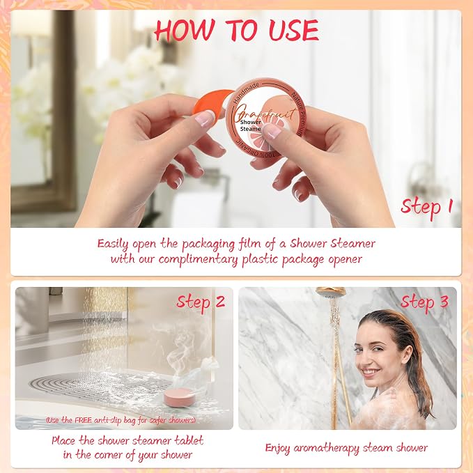 Shower Steamers Aromatherapy 8 Pack - Natural Essential Oil Shower Bombs for Self Care, Stress Relief Stocking Stuffers, Relaxation Birthday Gifts for Women and Men. Revitalizing Blossom Style