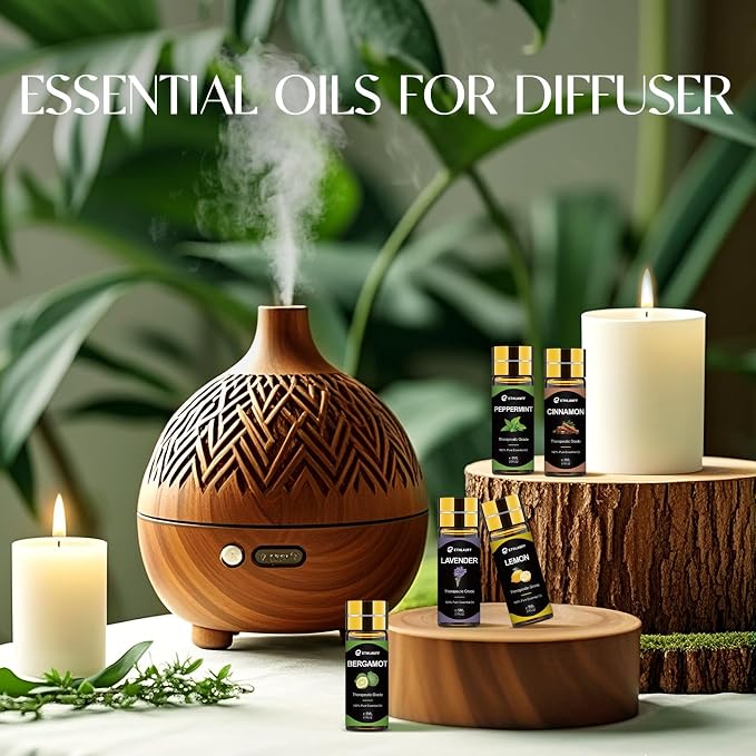 Essential Oils Set, 12 pcs Pure Essential Oil for Diffuser, Humidifiers, Skin Care, Massage, Fragrance Oil Scent for DIY Candle and Soap Making, Gift for Friend