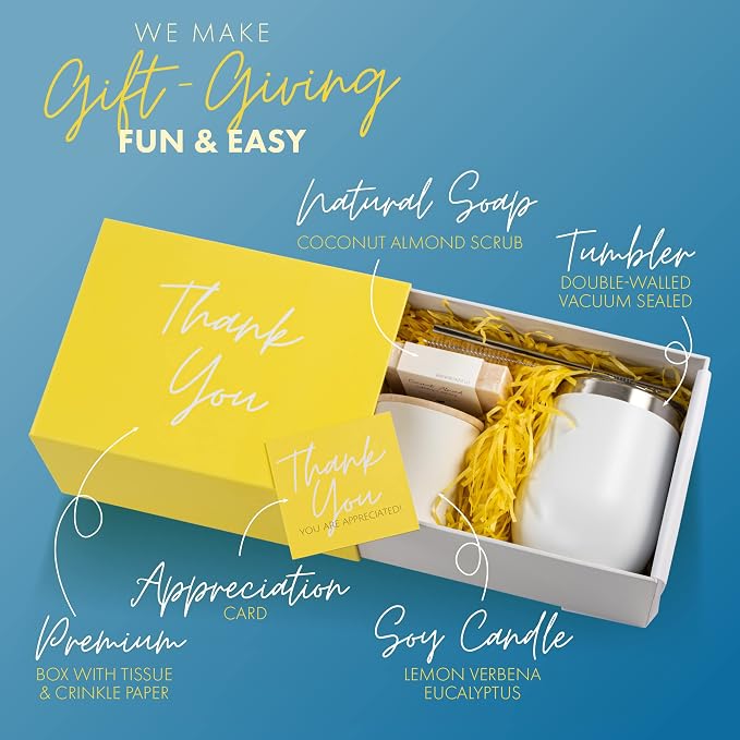 Boxzie Thank You Gifts for Women, Appreciation Gift Box Set, Gratitude Candle Basket - Thoughtful Boxes for Employee, Boss, Coworker, Hostess, Secretary, Teacher, Female Friend