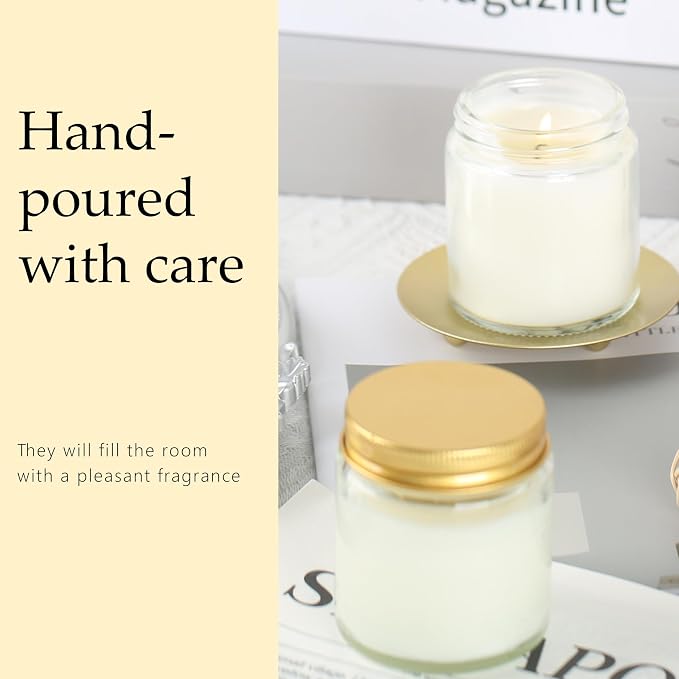 36 Pcs 4 Oz Mason Jar Candles, Vanilla Scented Soy Candles Bulk Set for Stress Relief and Relaxation, Great Favors for Wedding, Christmas, Housewarming Gifts (Gold, Vanilla, 36)
