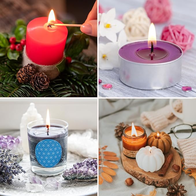 Zeyune 20 Pcs Candle Wick Needle for Silicone Molds, Mold Punch Needle with Hook & Eye, Candle Inserting Tool, Wick Holders, Thread, Stickers and Tabs