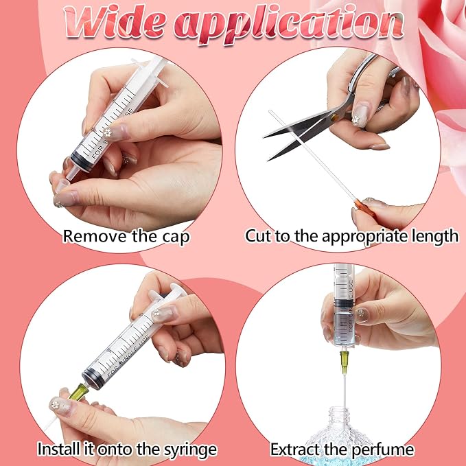 Geiserailie 6 Packs 10ml Perfume Refill Tools Kit, Perfume Syringe Refill Set with Soft Plastic Tube, Mini Fragrance Transfer Tool for Travel Refillable Liquid, Cologne Fragrance Refilling (Clear)