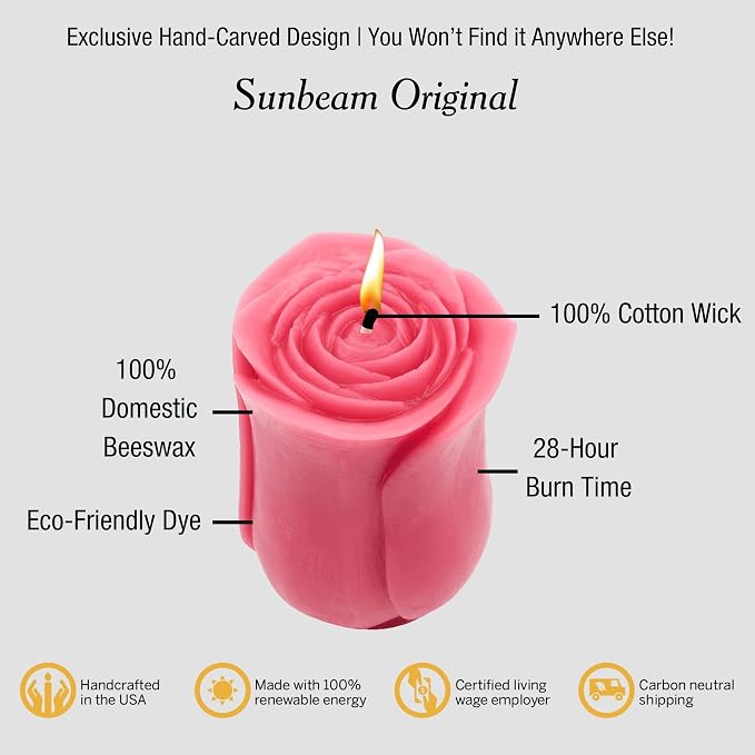 Beeswax Rose Candles (Pink, Petit)