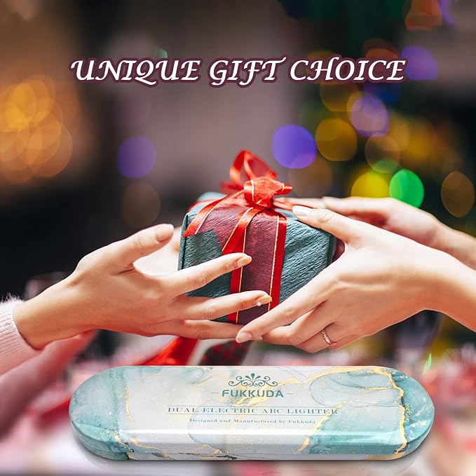 FUKKUDA Electric Candle Lighter with Gift Box - USB Rechargeable Windproof & Flameless Plasma Arc Lighter for Candles, Ocean Box Obsidian Black