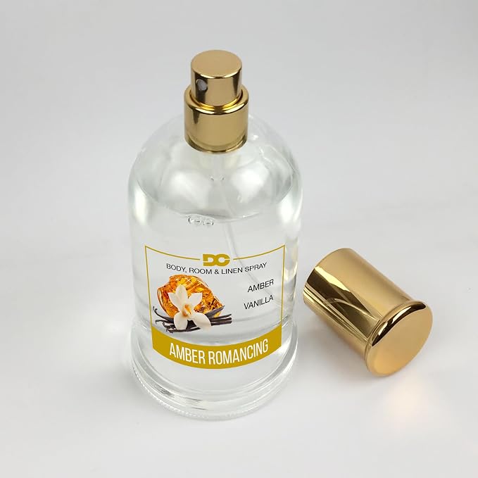 Daniella's Candles Amber Romancing Body Room and Linen Spray, Natural Body Mist & Room Spray, Long lasting Fragrance, 100ml/3.4oz