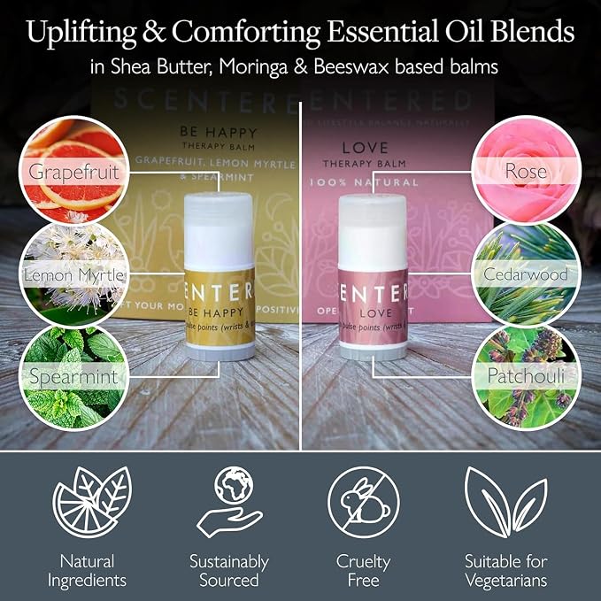 Scentered Gratitude & Affirmation Gift Set – 42 Pocket-Sized Mindfulness Cards with Aromatherapy Balms for Positivity, Mood Boost & Self-Care in Reusable Tin