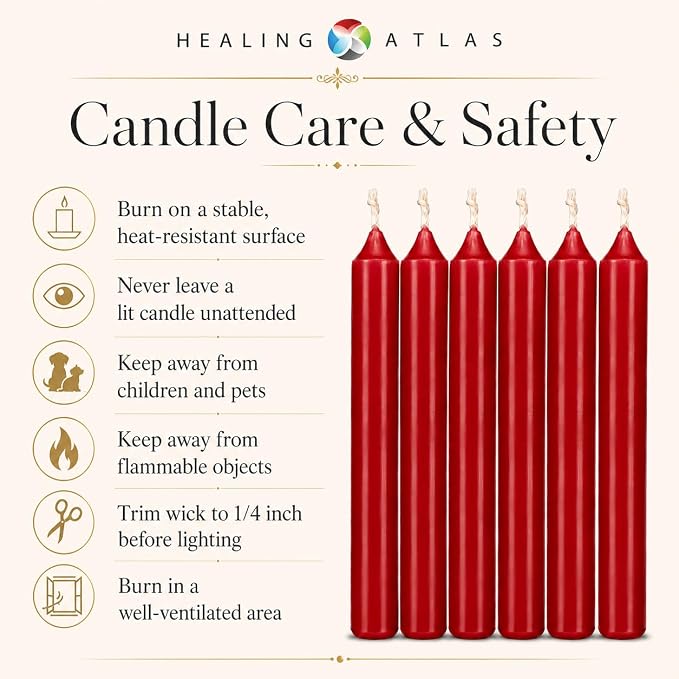 6 Inch Taper Candle 6 Pack Spell, Wicca, Santeria, Energized Candles Velas de 6 Pulgadas Paquete de 6 Velas (Red (6 Pack))