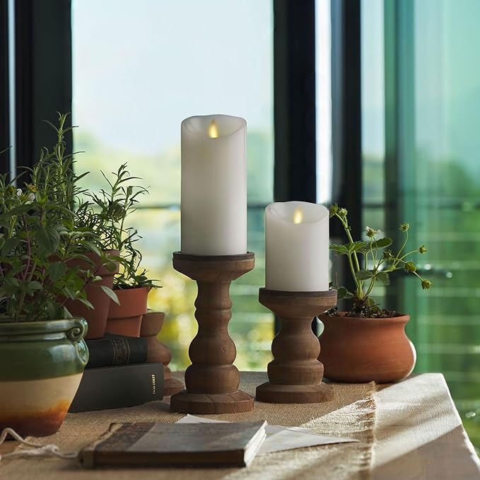 Luminara - Flameless LED Battery Operated Flickering Pillar Candles - White - Pack of 1-3x6.5 - Realistic Moving Flame Real Wax Indoor/Outdoor Decor