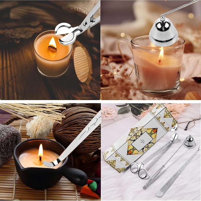 3 in 1 Candle Accessory Set wit, Wick Cutter & Wick Scissor Candle Gift Set for Candle Lovers