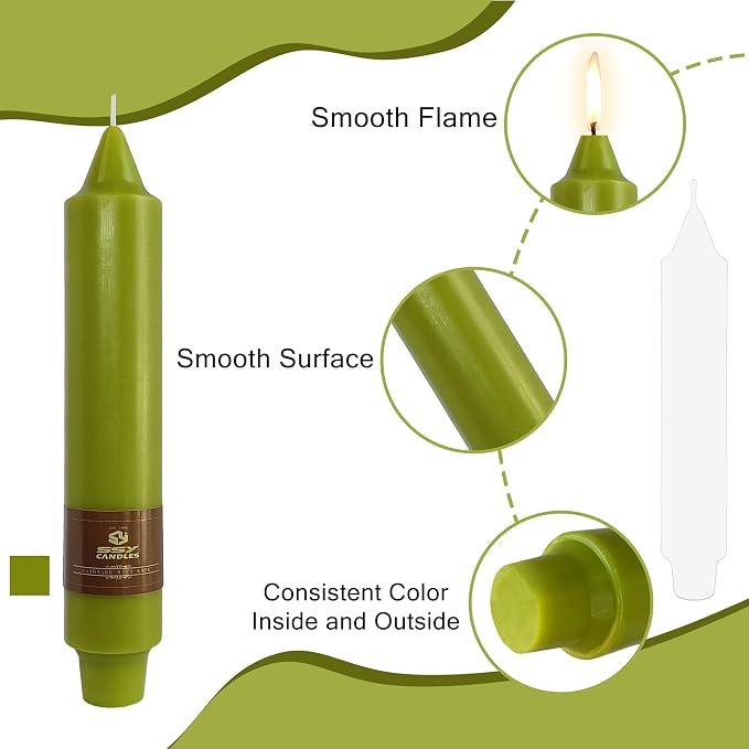 Grass Green Taper Candles Unscented Tapered Candles 7 inch Short Tapered Candle Ideal as Dinner Candles Smokeless Long Burning Candlesticks for Weddings Dinner Party Home Decor