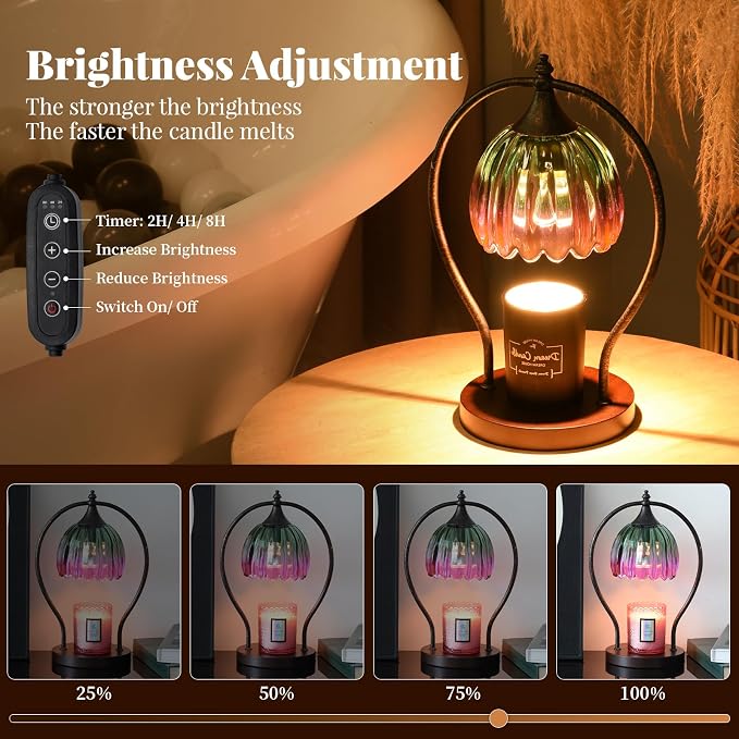 GOODBUY Electric Candle Warmer Lamp with Timer：Scented Candle Warmer Dimmable Lamp with 2 Bulbs, Mothers Day Gifts for Mom Women, House Warming Gifts New Home Decor for Bedroom Living Room
