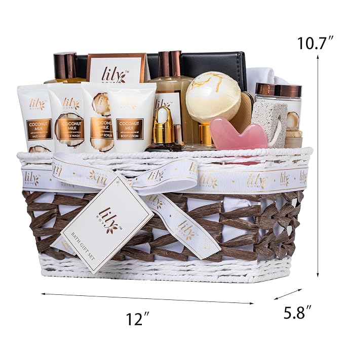 28Pcs Coconut Vanilla Spa Gift Basket - Skin Care Gifts Set for Women & Men