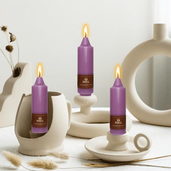 4 PCS Purple Candlesticks 5 inch Small Taper Candles Stick Unscented for Wedding Party Home Décor Candles Advent Candles
