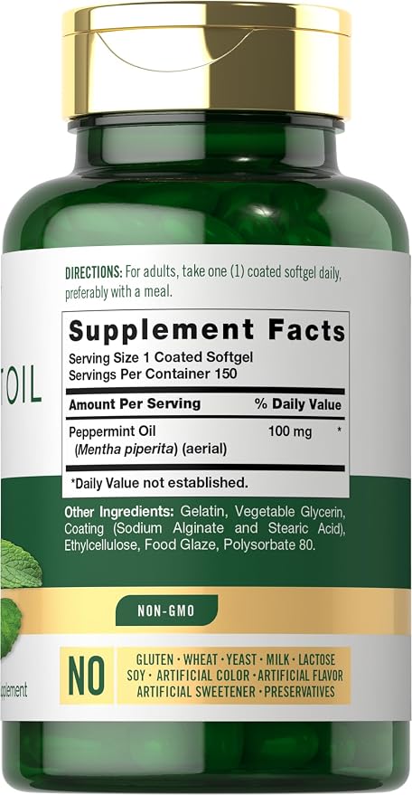 Carlyle Peppermint Oil Capsules | 150 Softgels | Herbal Supplement | Non-GMO, Gluten Free