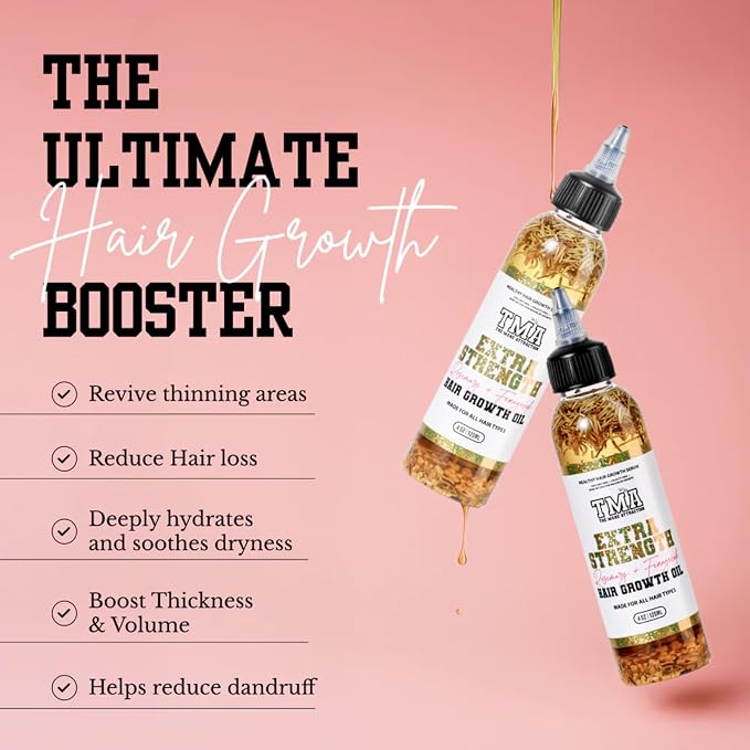 The Mane Attraction Extra-Strength Herbal Hair Growth Oil, Rosemary & Fenugreek Blend, Castor & Vitamin E Infusion, Scalp-Nourishing for All Hair Types, 4 Fl Oz
