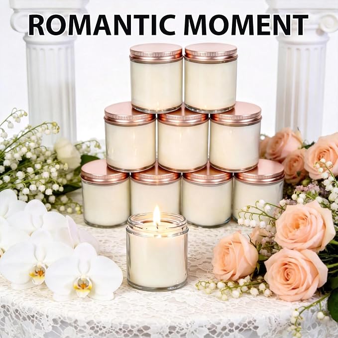 24 PCS 4oz White Soy Wax Candles, Classic Rose Scented Candle Gift Set | Warm & Cozy Bulk Favors | Perfect for Weddings, Housewarmings, Holiday Parties | Relaxing Rose Home Fragrance
