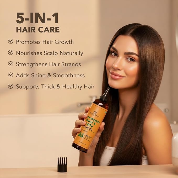 Botanic Hearth Castor Oil for Hair Growth with Pumpkin Seed Oil, Hair Growth Oils for Thinning Hair, Dry Damaged Hair & Scalp Treatment, Strengthens & Nourishes Hair, 6.7 fl oz