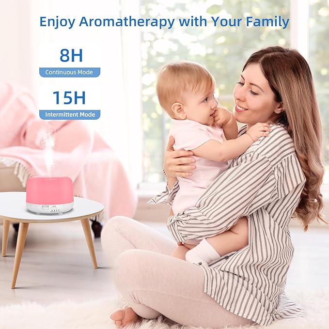 SPLITSKY 300ML Essential Oil Diffuser, Cool Mist Air Aromatherapy Oil Diffuser with Remote Control, 8 Hour Quiet Home Diffuser, 7 LED Light Colors, Timer,for Small Rooms Bedrooms.