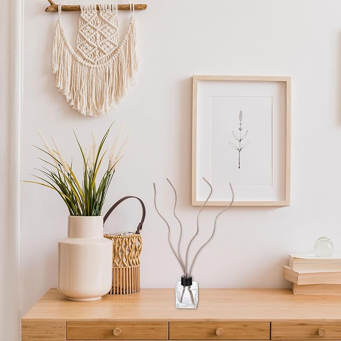 uxcell 20Pcs Wavy Rattan Reed Diffuser Sticks, 28cm/11 Natural Wooden Rattan Fragrance Diffuser Refill Sticks Replacement for Home, Bedroom, Hotel, Office, Bathroom Shelf Decor (Coffee)