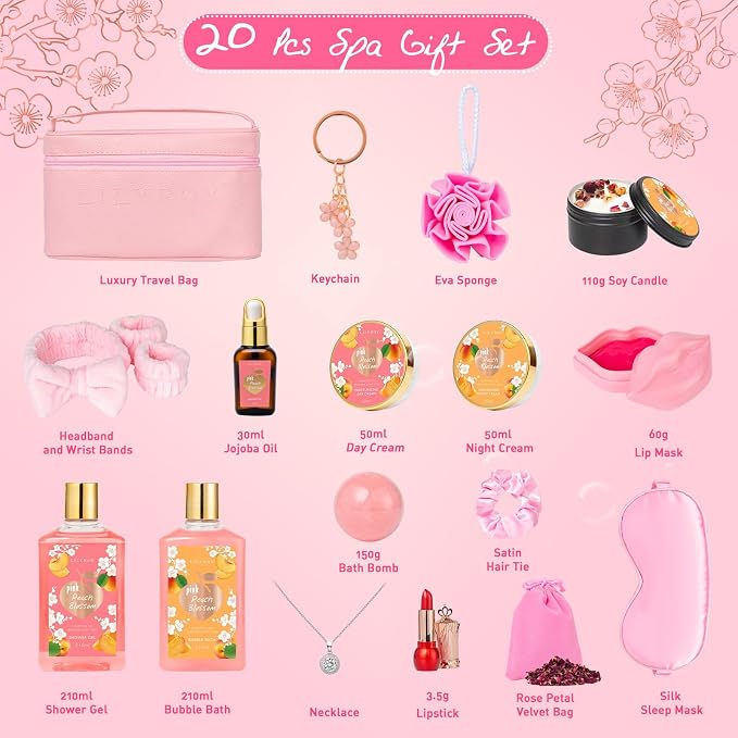 Gifts for Women, Birthday Gifts, Bath Sets for Women Gift - 20Piece Bath and Body Gift Spa Set for Woman, Spa Gift Sets | Spa Kit, Valentines Day, Christmas, Mothers Day Present for Her