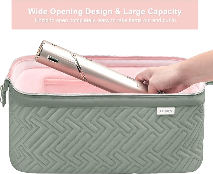 Leudes Hair Tools Travel Bag for Shark Flexstyle Carrying Case Portable Shark Hair Air Wrap Dryer Case Waterproof Dustproof Flat Curling Iron Travel Organizer (Sage Green)